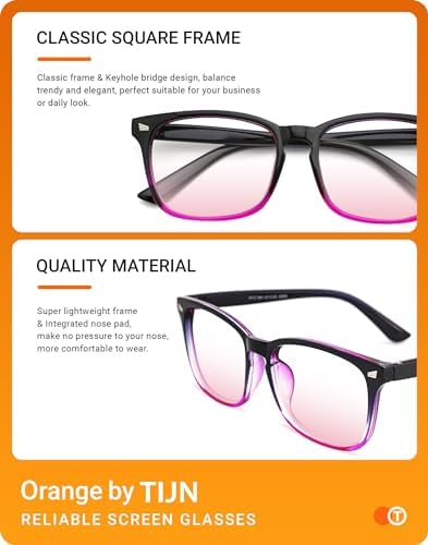 TIJN Gaming Glasses Blue Light Blocking Glasses for Women Men Nerd Eyeglasses Screen Fatigue Anti UV Glare  Black