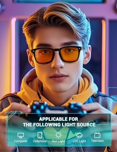 TIJN Gaming Glasses Blue Light Blocking Glasses for Women Men Nerd Eyeglasses Screen Fatigue Anti UV Glare  Black