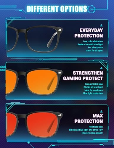 TIJN Gaming Glasses Blue Light Blocking Glasses for Women Men Nerd Eyeglasses Screen Fatigue Anti UV Glare  Black