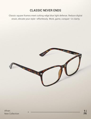 TIJN Gaming Glasses Blue Light Blocking Glasses for Women Men Nerd Eyeglasses Screen Fatigue Anti UV Glare  Black