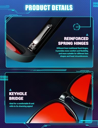 TIJN Gaming Glasses Blue Light Blocking Glasses for Women Men Nerd Eyeglasses Screen Fatigue Anti UV Glare  Black