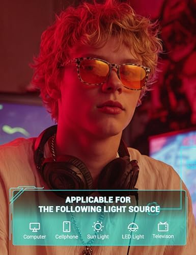 TIJN Gaming Glasses Blue Light Blocking Glasses for Women Men Nerd Eyeglasses Screen Fatigue Anti UV Glare  Black