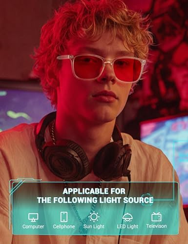 TIJN Gaming Glasses Blue Light Blocking Glasses for Women Men Nerd Eyeglasses Screen Fatigue Anti UV Glare  Black