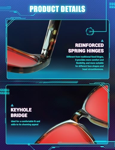 TIJN Gaming Glasses Blue Light Blocking Glasses for Women Men Nerd Eyeglasses Screen Fatigue Anti UV Glare  Black