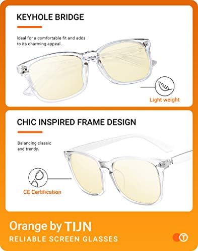 TIJN Gaming Glasses Blue Light Blocking Glasses for Women Men Nerd Eyeglasses Screen Fatigue Anti UV Glare  Black