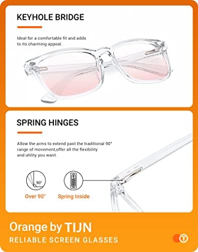 TIJN Gaming Glasses Blue Light Blocking Glasses for Women Men Nerd Eyeglasses Screen Fatigue Anti UV Glare  Black