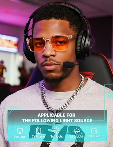 TIJN Gaming Glasses Blue Light Blocking Glasses for Women Men Nerd Eyeglasses Screen Fatigue Anti UV Glare  Black