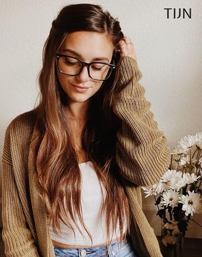 TIJN Gaming Glasses Blue Light Blocking Glasses for Women Men Nerd Eyeglasses Screen Fatigue Anti UV Glare  Black