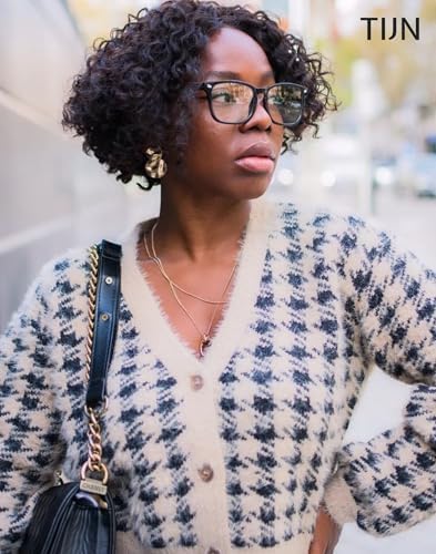 TIJN Gaming Glasses Blue Light Blocking Glasses for Women Men Nerd Eyeglasses Screen Fatigue Anti UV Glare  Black