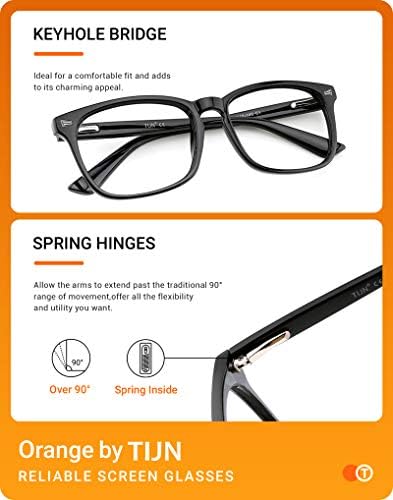 TIJN Gaming Glasses Blue Light Blocking Glasses for Women Men Nerd Eyeglasses Screen Fatigue Anti UV Glare  Black