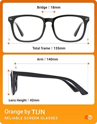 TIJN Gaming Glasses Blue Light Blocking Glasses for Women Men Nerd Eyeglasses Screen Fatigue Anti UV Glare  Black