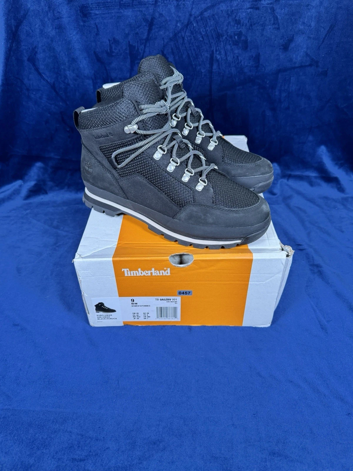 TIMBERLAND WOMEN S EURO HIKER MID HIKER BLACK NUBUCK Size 9 0457