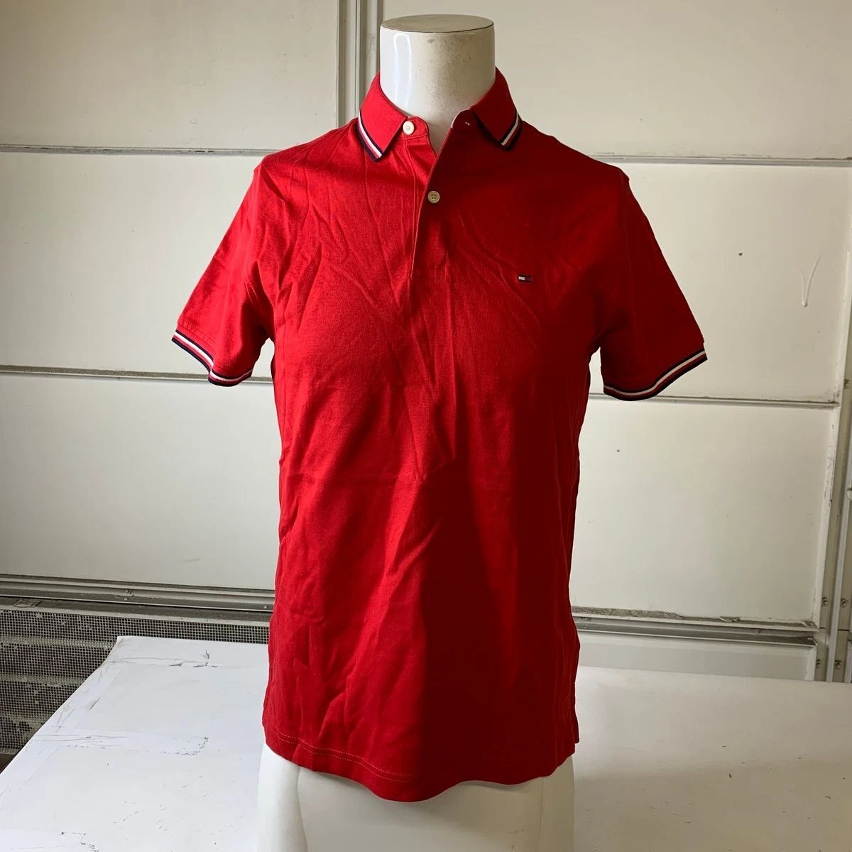 TOMMY HILFIGER Short Sleeve Performance Pique Polo Shirt Men s Size S