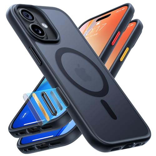 TORRAS Funda magnética a prueba de golpes para 17 con control de cámara, [protección contra caídas de grado militar de 12 pies] [compatible con MagSafe], funda delgada translúcida antihuellas y suave