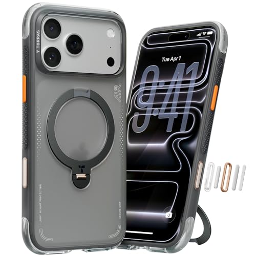 TORRAS Ostand Q3 Air for iPhone 17 Pro Max Case with 360 Magnetic Stand  Fit for MagSafe  Mil Grade Drop Tested  Camera Control Button  Shockproof Phone Case for iPhone 17 Pro Max 6 9  Shadow Black