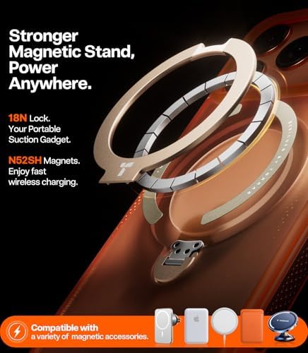 TORRAS Ostand Q3 Air for iPhone 17 Pro Max Case with 360 Magnetic Stand  Fit for MagSafe  Mil Grade Drop Tested  Camera Control Button  Shockproof Phone Case for iPhone 17 Pro Max 6 9  Shadow Black