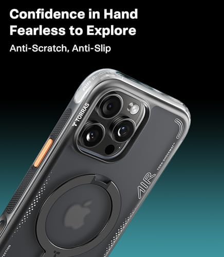 TORRAS Ostand Q3 Air for iPhone 17 Pro Max Case with 360 Magnetic Stand  Fit for MagSafe  Mil Grade Drop Tested  Camera Control Button  Shockproof Phone Case for iPhone 17 Pro Max 6 9  Shadow Black