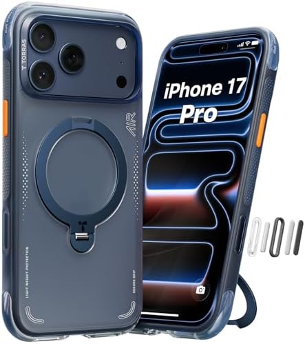 TORRAS Ostand Q3 Air for iPhone 17 Pro Max Case with 360 Magnetic Stand  Fit for MagSafe  Mil Grade Drop Tested  Camera Control Button  Shockproof Phone Case for iPhone 17 Pro Max 6 9  Shadow Black