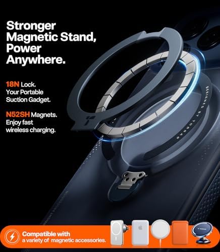 TORRAS Ostand Q3 Air for iPhone 17 Pro Max Case with 360 Magnetic Stand  Fit for MagSafe  Mil Grade Drop Tested  Camera Control Button  Shockproof Phone Case for iPhone 17 Pro Max 6 9  Shadow Black