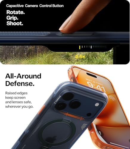 TORRAS Ostand Q3 Air for iPhone 17 Pro Max Case with 360 Magnetic Stand  Fit for MagSafe  Mil Grade Drop Tested  Camera Control Button  Shockproof Phone Case for iPhone 17 Pro Max 6 9  Shadow Black