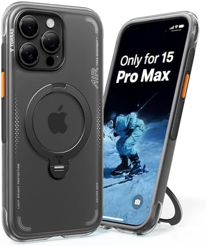 TORRAS Ostand Q3 Air for iPhone 17 Pro Max Case with 360 Magnetic Stand  Fit for MagSafe  Mil Grade Drop Tested  Camera Control Button  Shockproof Phone Case for iPhone 17 Pro Max 6 9  Shadow Black