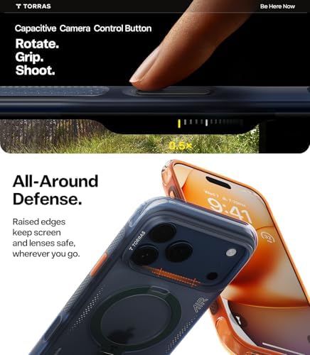 TORRAS Ostand Q3 Air for iPhone 17 Pro Max Case with 360 Magnetic Stand  Fit for MagSafe  Mil Grade Drop Tested  Camera Control Button  Shockproof Phone Case for iPhone 17 Pro Max 6 9  Shadow Black