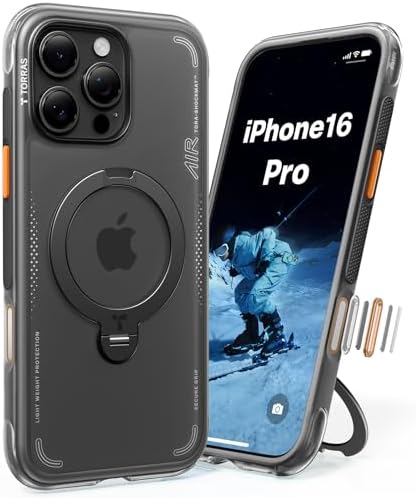 TORRAS Ostand Q3 Air for iPhone 17 Pro Max Case with 360 Magnetic Stand  Fit for MagSafe  Mil Grade Drop Tested  Camera Control Button  Shockproof Phone Case for iPhone 17 Pro Max 6 9  Shadow Black