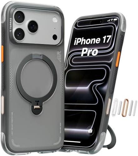 TORRAS Ostand Q3 Air for iPhone 17 Pro Max Case with 360 Magnetic Stand  Fit for MagSafe  Mil Grade Drop Tested  Camera Control Button  Shockproof Phone Case for iPhone 17 Pro Max 6 9  Shadow Black