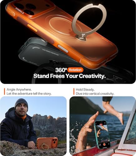 TORRAS Ostand Q3 Air for iPhone 17 Pro Max Case with 360 Magnetic Stand  Fit for MagSafe  Mil Grade Drop Tested  Camera Control Button  Shockproof Phone Case for iPhone 17 Pro Max 6 9  Shadow Black