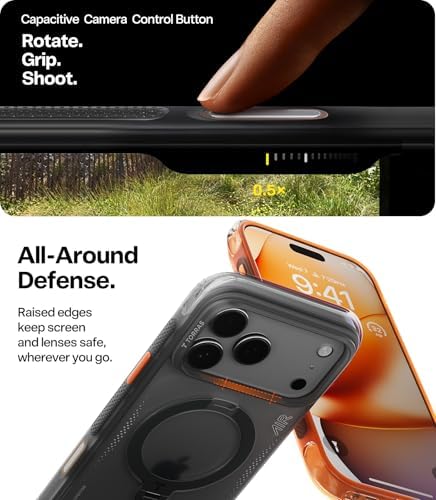 TORRAS Ostand Q3 Air for iPhone 17 Pro Max Case with 360 Magnetic Stand  Fit for MagSafe  Mil Grade Drop Tested  Camera Control Button  Shockproof Phone Case for iPhone 17 Pro Max 6 9  Shadow Black