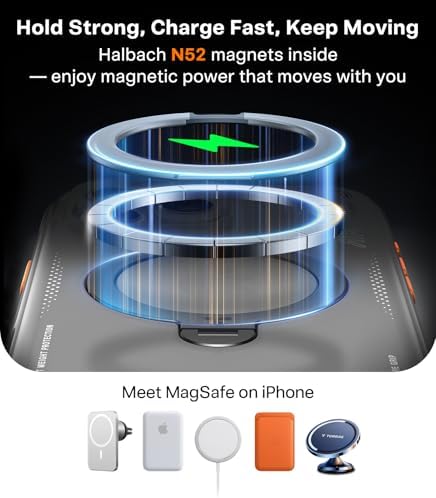 TORRAS Ostand Q3 Air for iPhone 17 Pro Max Case with 360 Magnetic Stand  Fit for MagSafe  Mil Grade Drop Tested  Camera Control Button  Shockproof Phone Case for iPhone 17 Pro Max 6 9  Shadow Black