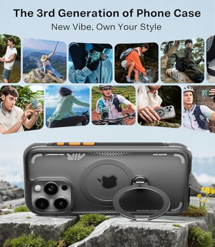 TORRAS Ostand Q3 Air for iPhone 17 Pro Max Case with 360 Magnetic Stand  Fit for MagSafe  Mil Grade Drop Tested  Camera Control Button  Shockproof Phone Case for iPhone 17 Pro Max 6 9  Shadow Black