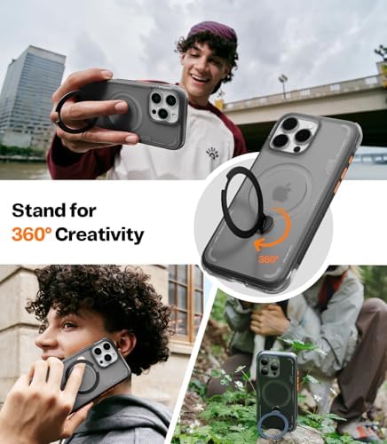 TORRAS Ostand Q3 Air for iPhone 17 Pro Max Case with 360 Magnetic Stand  Fit for MagSafe  Mil Grade Drop Tested  Camera Control Button  Shockproof Phone Case for iPhone 17 Pro Max 6 9  Shadow Black