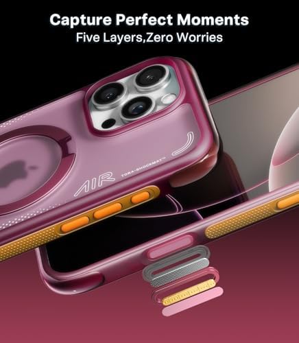 TORRAS Ostand Q3 Air for iPhone 17 Pro Max Case with 360 Magnetic Stand  Fit for MagSafe  Mil Grade Drop Tested  Camera Control Button  Shockproof Phone Case for iPhone 17 Pro Max 6 9  Shadow Black