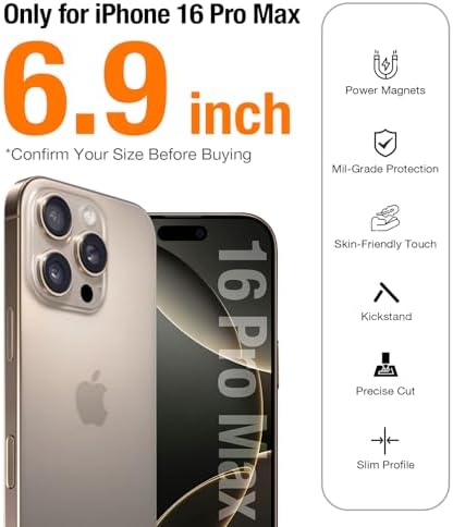 TORRAS Ostand Q3 Air for iPhone 17 Pro Max Case with 360 Magnetic Stand  Fit for MagSafe  Mil Grade Drop Tested  Camera Control Button  Shockproof Phone Case for iPhone 17 Pro Max 6 9  Shadow Black