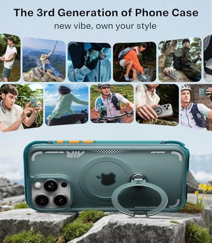 TORRAS Ostand Q3 Air for iPhone 17 Pro Max Case with 360 Magnetic Stand  Fit for MagSafe  Mil Grade Drop Tested  Camera Control Button  Shockproof Phone Case for iPhone 17 Pro Max 6 9  Shadow Black