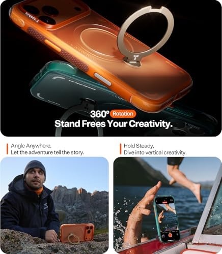 TORRAS Ostand Q3 Air for iPhone 17 Pro Max Case with 360 Magnetic Stand  Fit for MagSafe  Mil Grade Drop Tested  Camera Control Button  Shockproof Phone Case for iPhone 17 Pro Max 6 9  Shadow Black