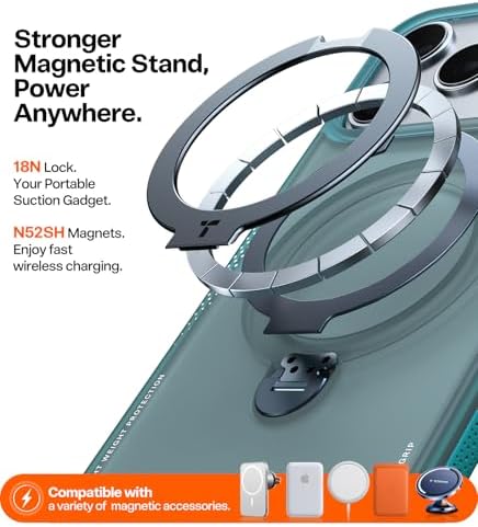 TORRAS Ostand Q3 Air for iPhone 17 Pro Max Case with 360 Magnetic Stand  Fit for MagSafe  Mil Grade Drop Tested  Camera Control Button  Shockproof Phone Case for iPhone 17 Pro Max 6 9  Shadow Black