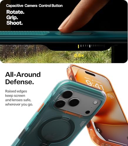 TORRAS Ostand Q3 Air for iPhone 17 Pro Max Case with 360 Magnetic Stand  Fit for MagSafe  Mil Grade Drop Tested  Camera Control Button  Shockproof Phone Case for iPhone 17 Pro Max 6 9  Shadow Black