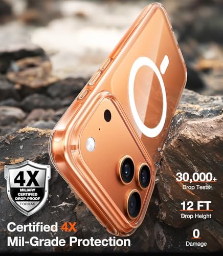 TORRAS Stronger Magnetic & Shockproof for iPhone 17 Pro Max Case  Fit for MagSafe  Military Grade Drop Protection  Camera Control  DIY Button  Slim for iPhone 17 Pro Max Case Translucent Matte Black