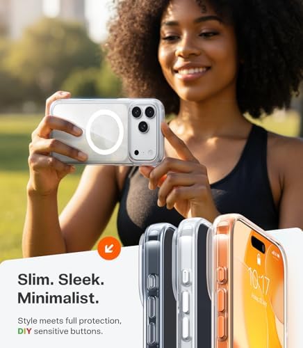 TORRAS Stronger Magnetic & Shockproof for iPhone 17 Pro Max Case  Fit for MagSafe  Military Grade Drop Protection  Camera Control  DIY Button  Slim for iPhone 17 Pro Max Case Translucent Matte Black