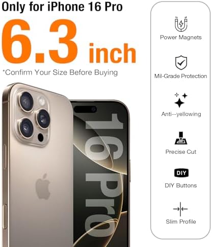 TORRAS Stronger Magnetic & Shockproof for iPhone 17 Pro Max Case  Fit for MagSafe  Military Grade Drop Protection  Camera Control  DIY Button  Slim for iPhone 17 Pro Max Case Translucent Matte Black