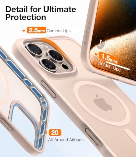 TORRAS Stronger Magnetic & Shockproof for iPhone 17 Pro Max Case  Fit for MagSafe  Military Grade Drop Protection  Camera Control  DIY Button  Slim for iPhone 17 Pro Max Case Translucent Matte Black