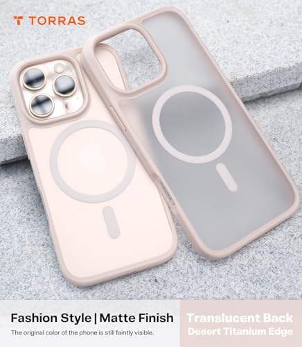 TORRAS Stronger Magnetic & Shockproof for iPhone 17 Pro Max Case  Fit for MagSafe  Military Grade Drop Protection  Camera Control  DIY Button  Slim for iPhone 17 Pro Max Case Translucent Matte Black