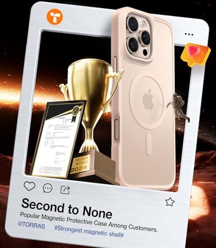 TORRAS Stronger Magnetic & Shockproof for iPhone 17 Pro Max Case  Fit for MagSafe  Military Grade Drop Protection  Camera Control  DIY Button  Slim for iPhone 17 Pro Max Case Translucent Matte Black