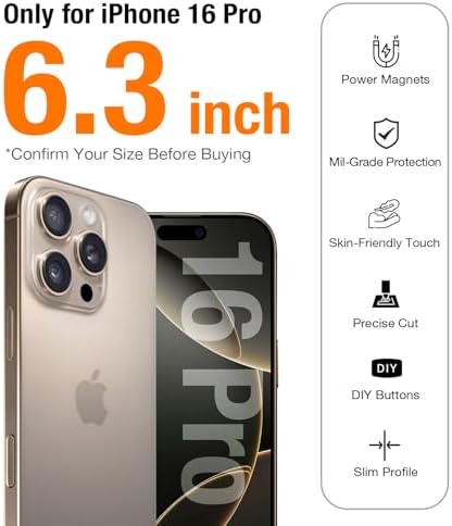 TORRAS Stronger Magnetic & Shockproof for iPhone 17 Pro Max Case  Fit for MagSafe  Military Grade Drop Protection  Camera Control  DIY Button  Slim for iPhone 17 Pro Max Case Translucent Matte Black