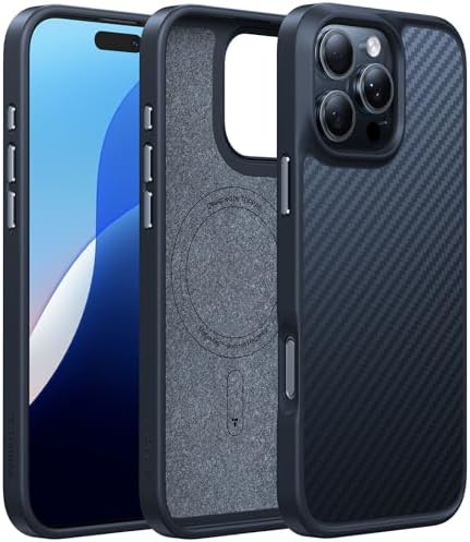 TORRAS Stronger Magnetic & Shockproof for iPhone 17 Pro Max Case  Fit for MagSafe  Military Grade Drop Protection  Camera Control  DIY Button  Slim for iPhone 17 Pro Max Case Translucent Matte Black