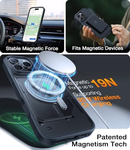 TORRAS Stronger Magnetic & Shockproof for iPhone 17 Pro Max Case  Fit for MagSafe  Military Grade Drop Protection  Camera Control  DIY Button  Slim for iPhone 17 Pro Max Case Translucent Matte Black