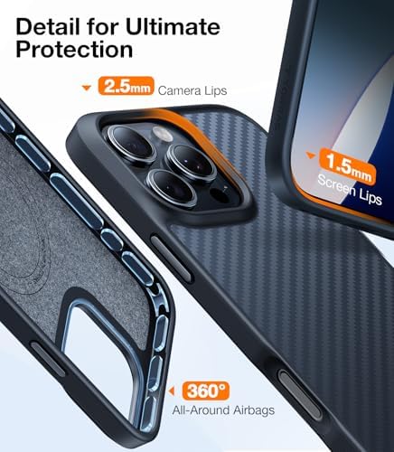 TORRAS Stronger Magnetic & Shockproof for iPhone 17 Pro Max Case  Fit for MagSafe  Military Grade Drop Protection  Camera Control  DIY Button  Slim for iPhone 17 Pro Max Case Translucent Matte Black