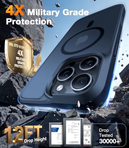 TORRAS Stronger Magnetic & Shockproof for iPhone 17 Pro Max Case  Fit for MagSafe  Military Grade Drop Protection  Camera Control  DIY Button  Slim for iPhone 17 Pro Max Case Translucent Matte Black